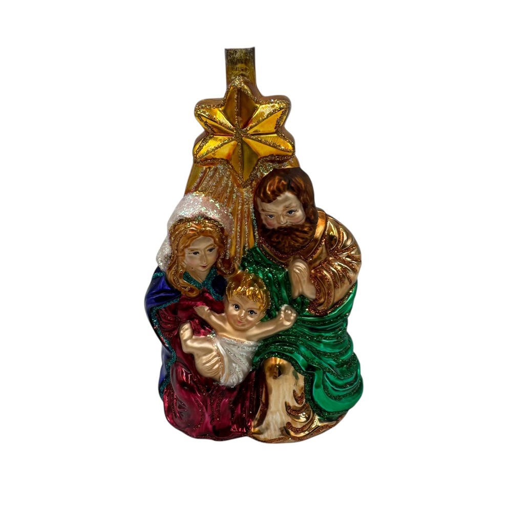 Old‎ World Christmas Nativity Ornament Glass Holy Family Star Missing Hanger